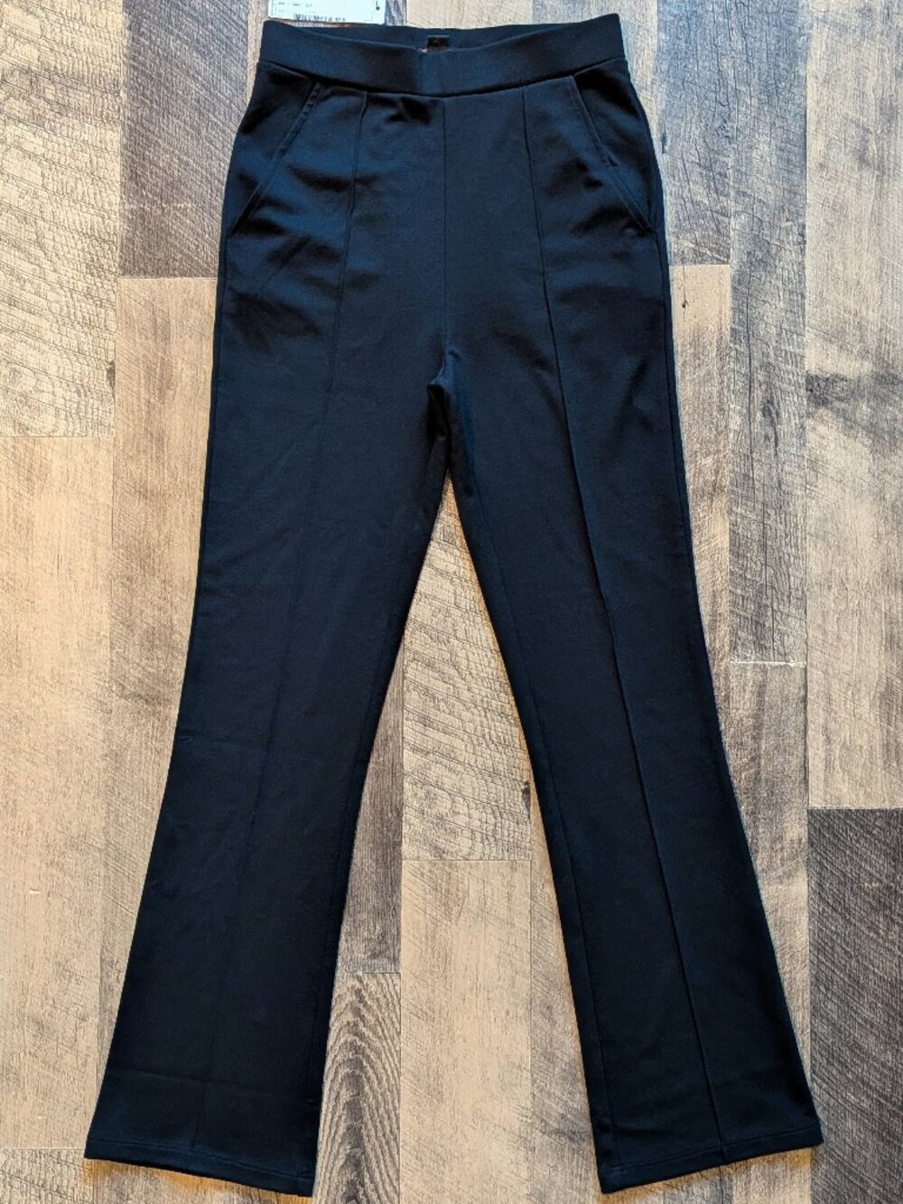 Belldini Black Pull-On Flare Pants Pintuck Seams Small